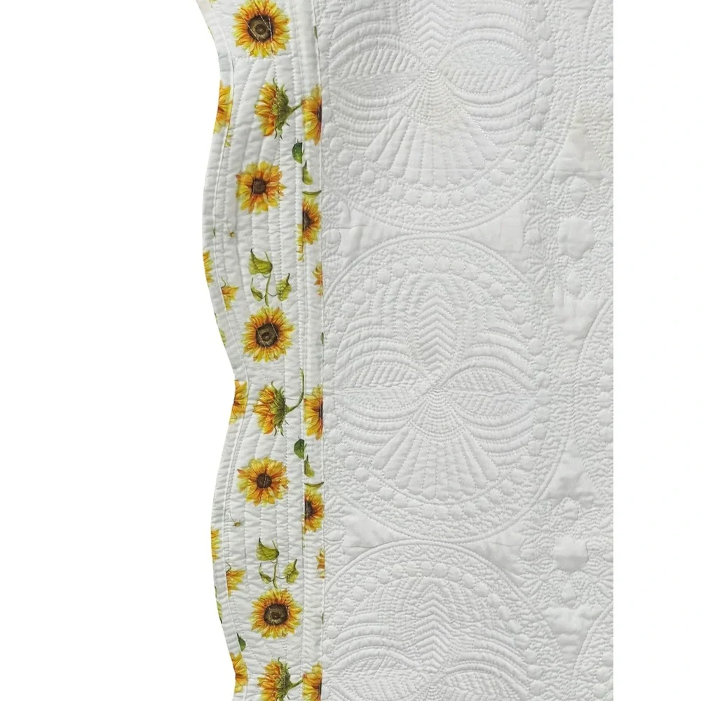 Handmade‎ Sunflower Embroidered Quilt Throw Blanket You Are My Sunshine Cottage